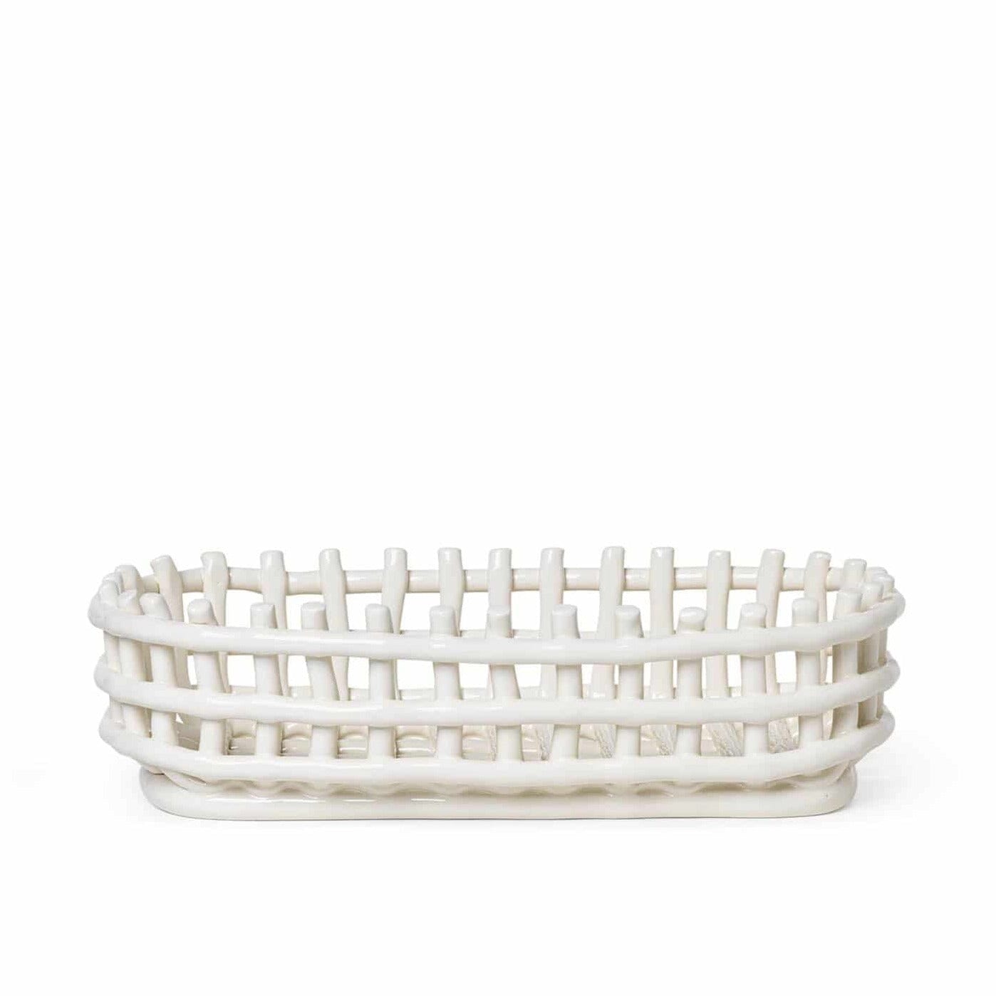 Ceramic Basket oval von ferm LIVING edel weiss