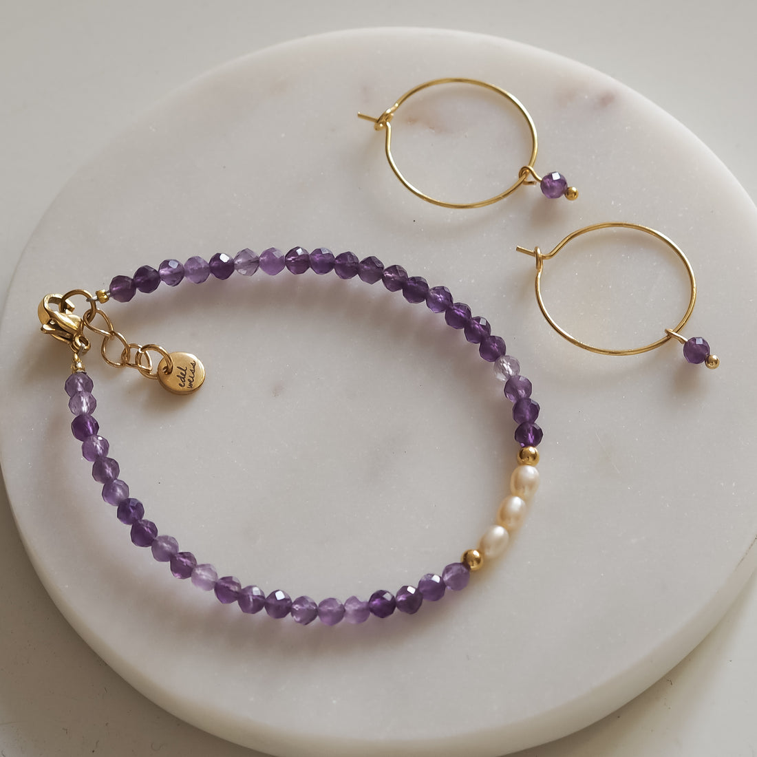 Ohrringe Birthstone Februar (Amethyst) von edel weiss