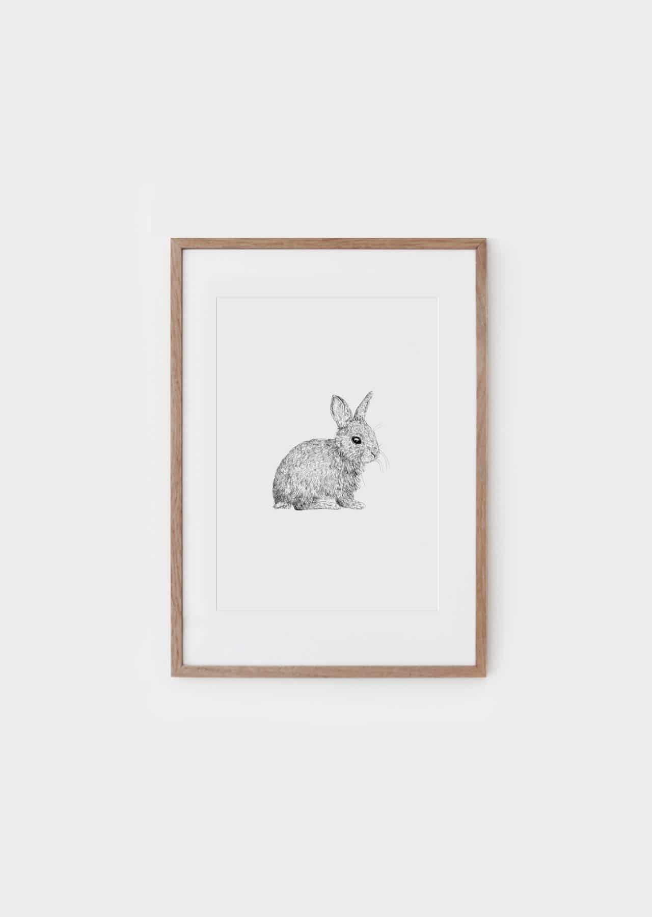 Print Hase (A6 )von Inkylines edel weiss