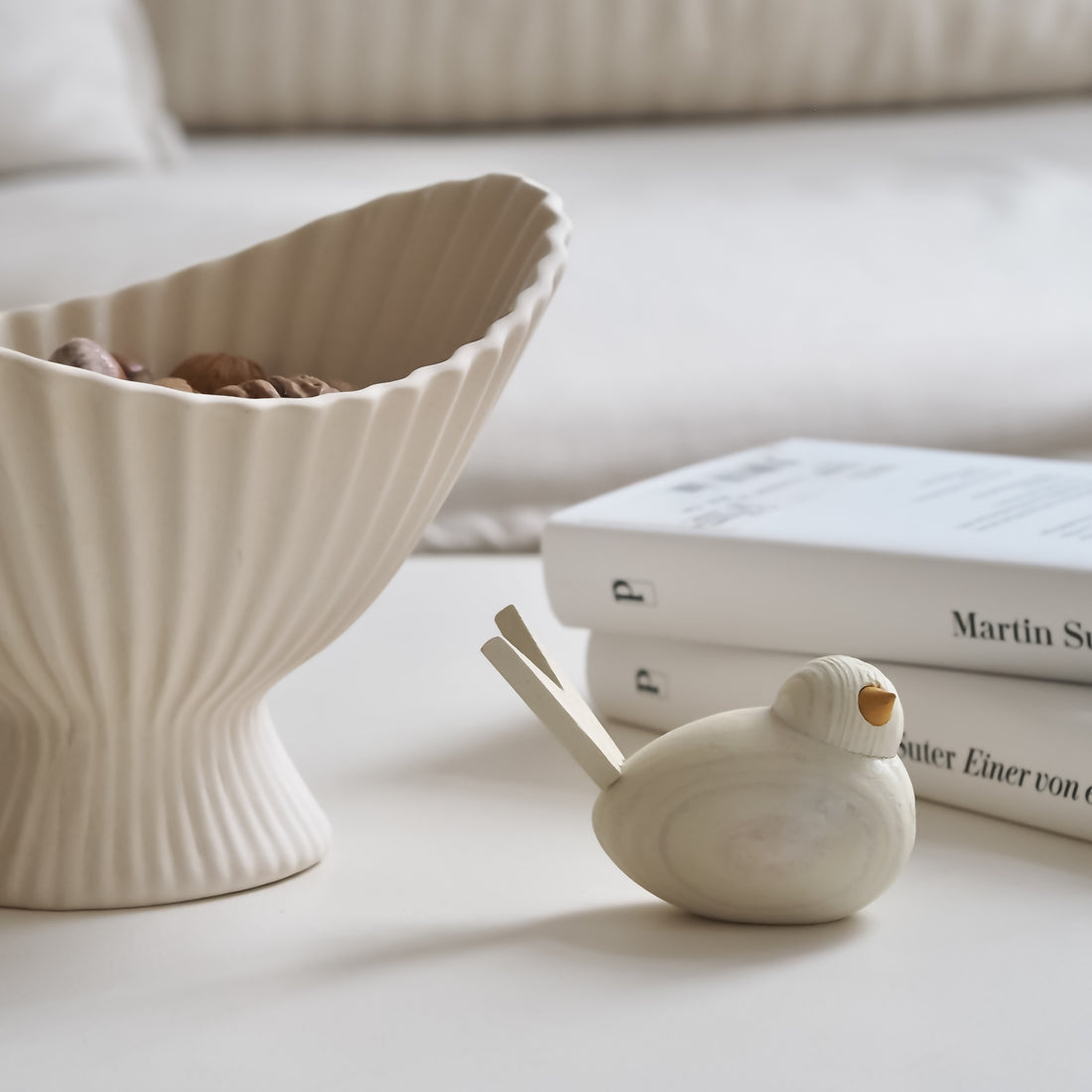 Holzvogel groß (hellbeige)