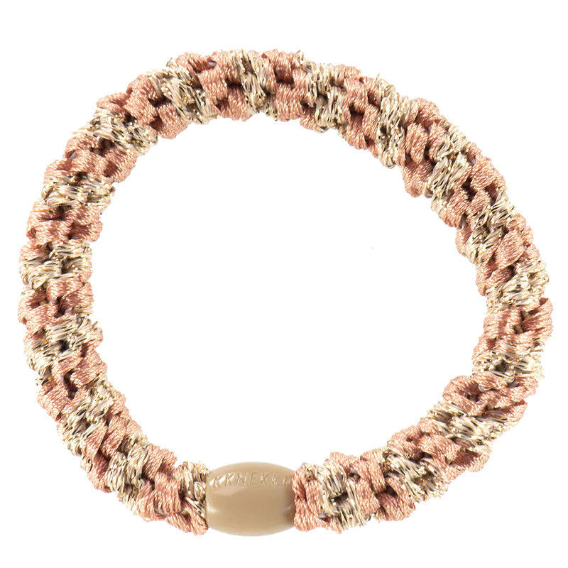 Haargummi peach-coral-glitter von Kknekki edel weiss