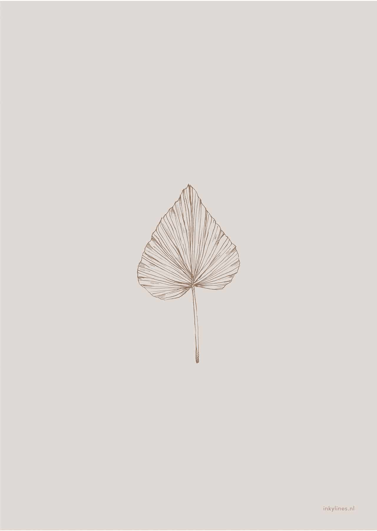 Print Palmenblatt (A4) von Inkylines edel weiss
